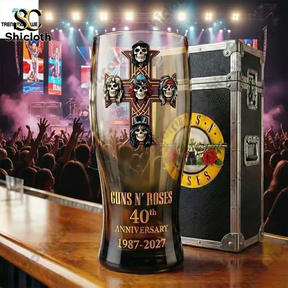 Guns N Roses 40Th Anniversary 1987 2027 Beer Glass
