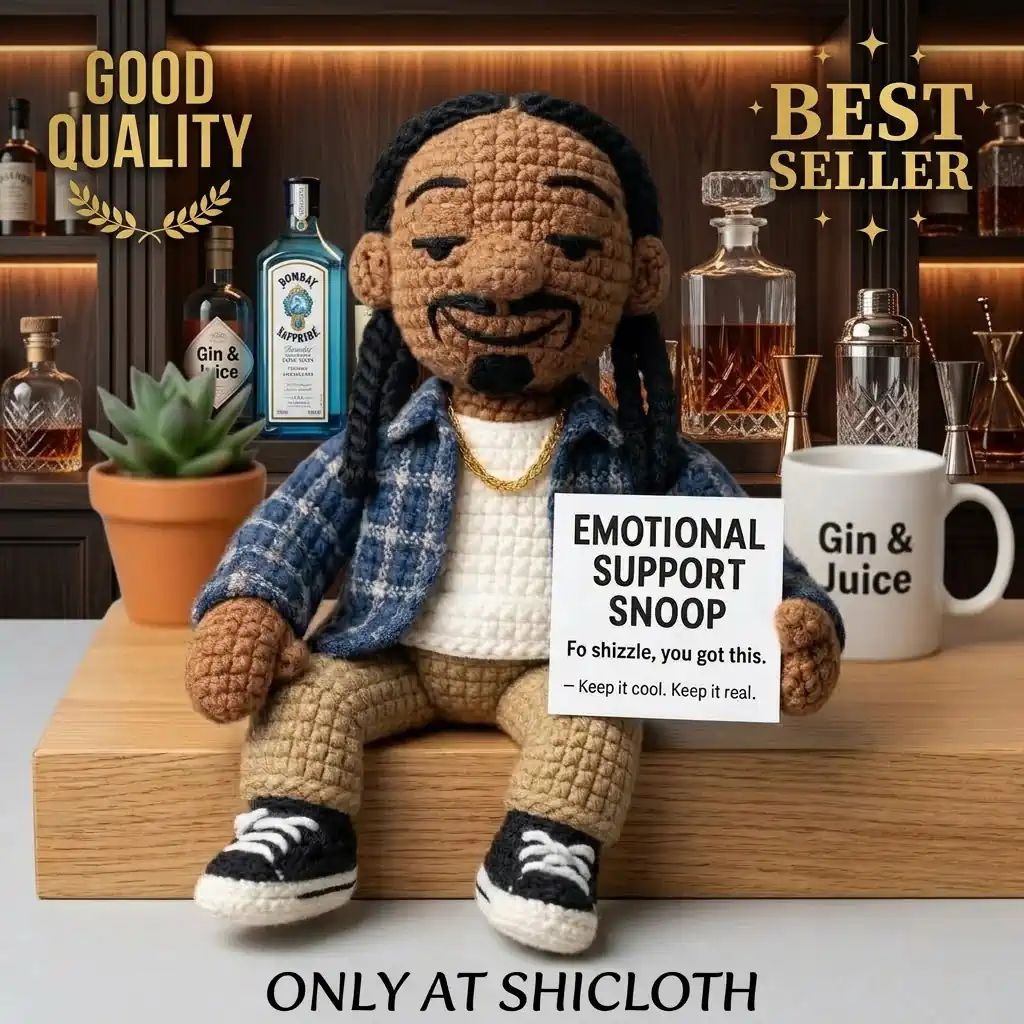 Emotional Support Snoop Crochet Doll Handmade Rapper Amigurumi Desk Toy