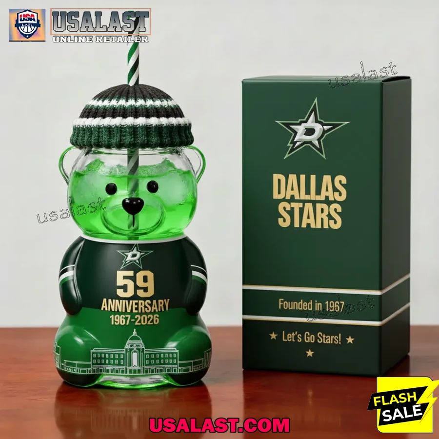 Dallas Stars 59th Anniversary 1967-2026 Bear Glass Bottle
