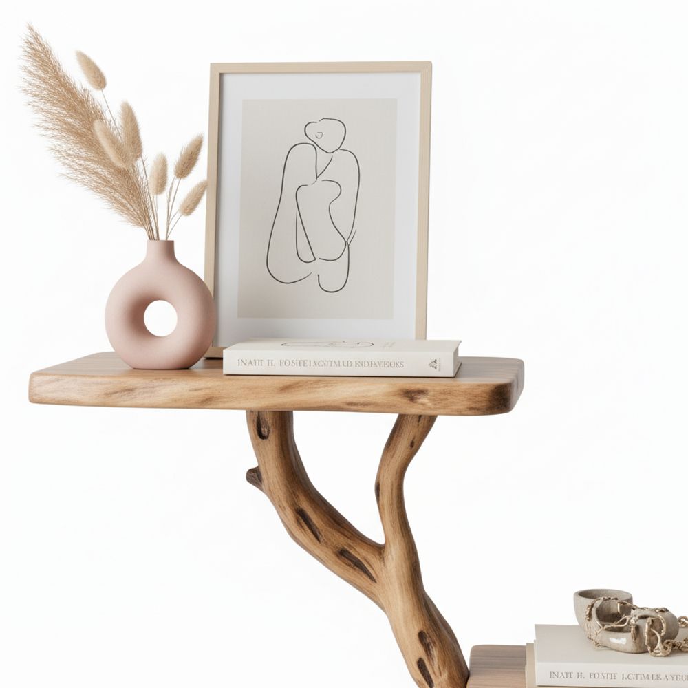 Handcrafted Driftwood Bookcase Nightstand – Rustic Tree Branch Design