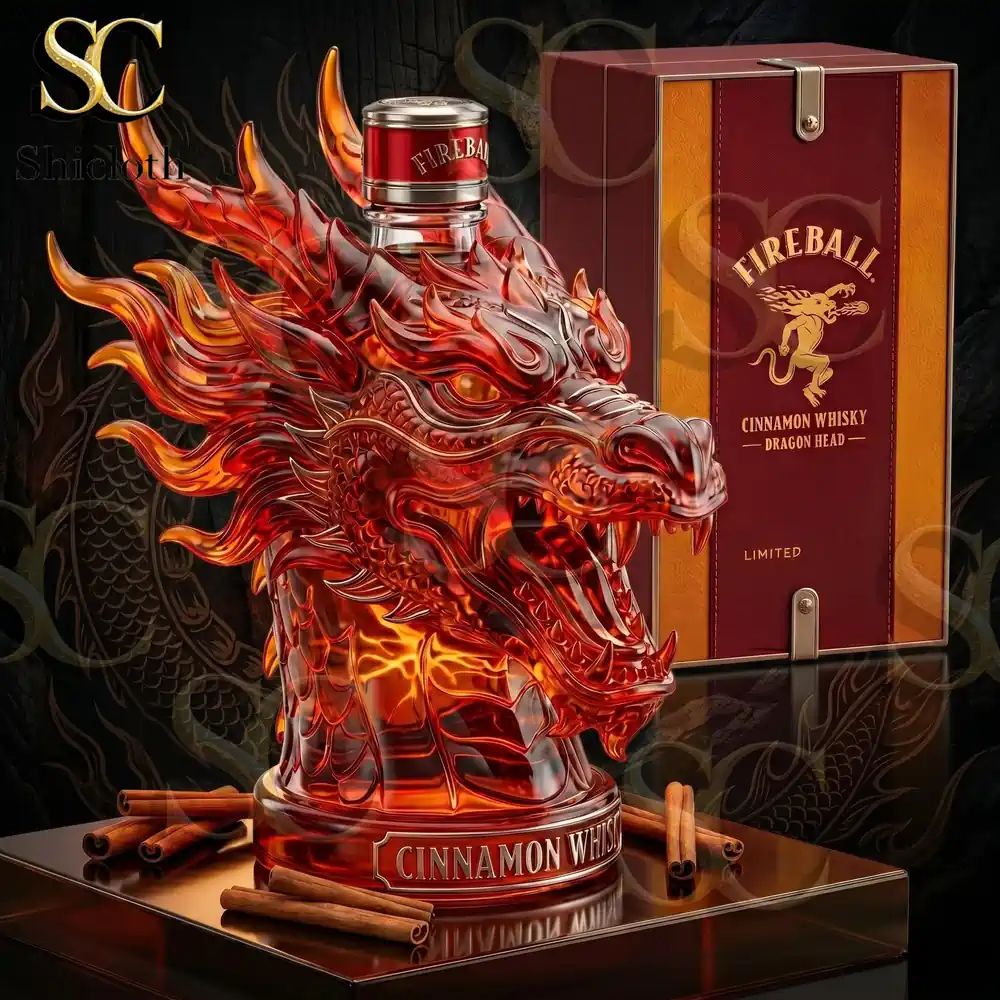 Fireball Dragon Head Cinnamon Whisky Bottle