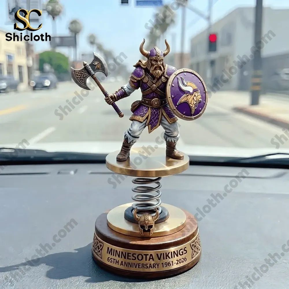 Minnesota Vikings 65th Anniversary Decor Car Dashboard Bobblehead