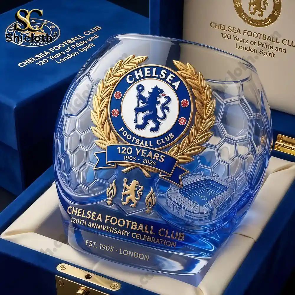 Chelsea Football Club 120th Anniversary Commemorative Soccer Ball Glass