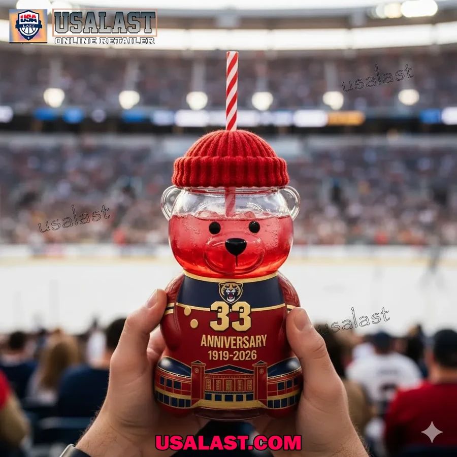 Florida Panthers 33rd Anniversary Collectible Bear Glass Cup