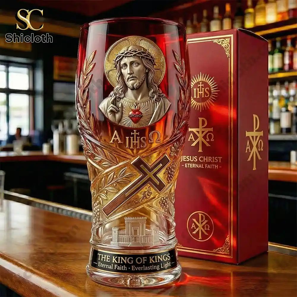 Jesus Christ Sacred Heart Chalice Eternal Faith Collector Beer Glass
