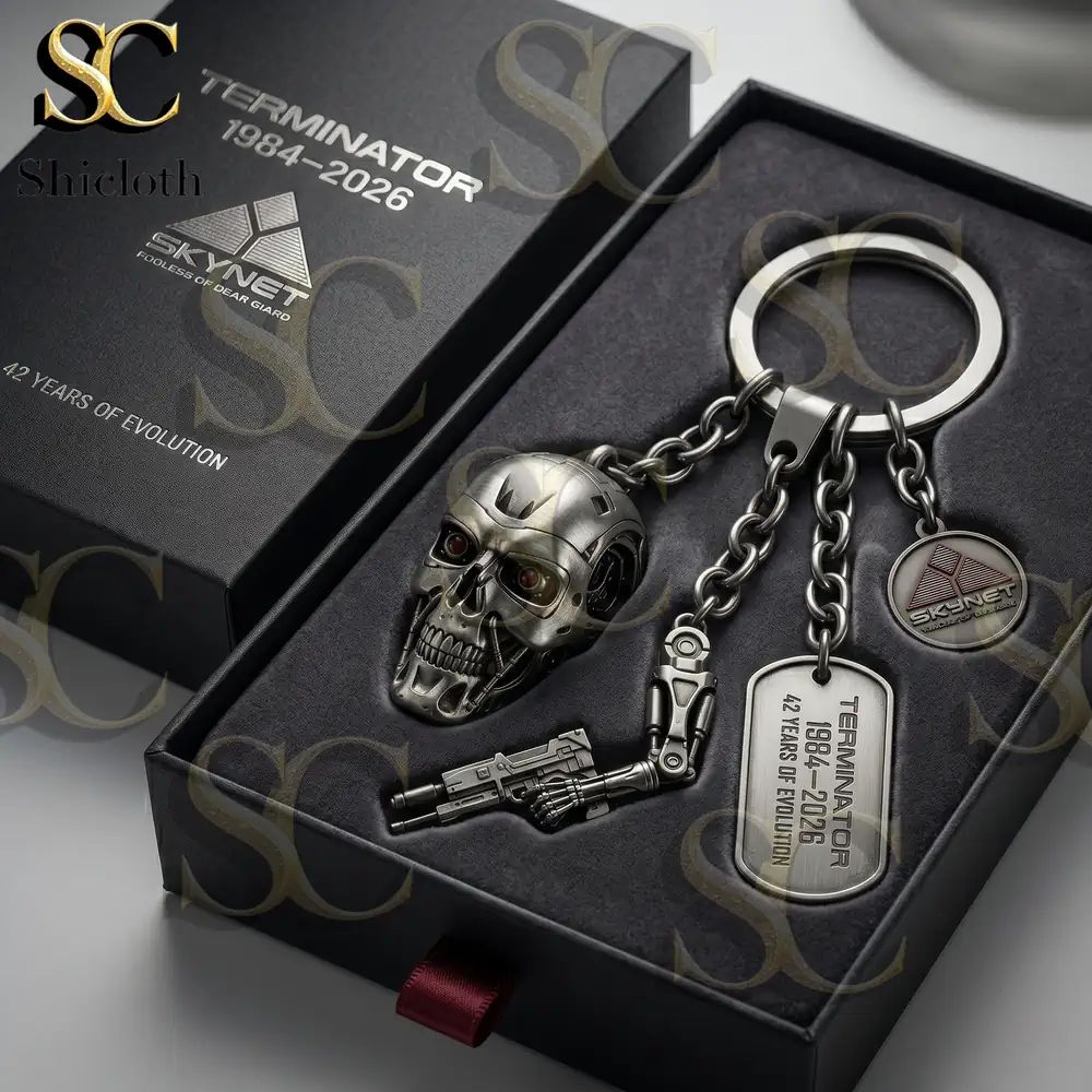Terminator 42nd Anniversary T-800 Skull Metal Keychain