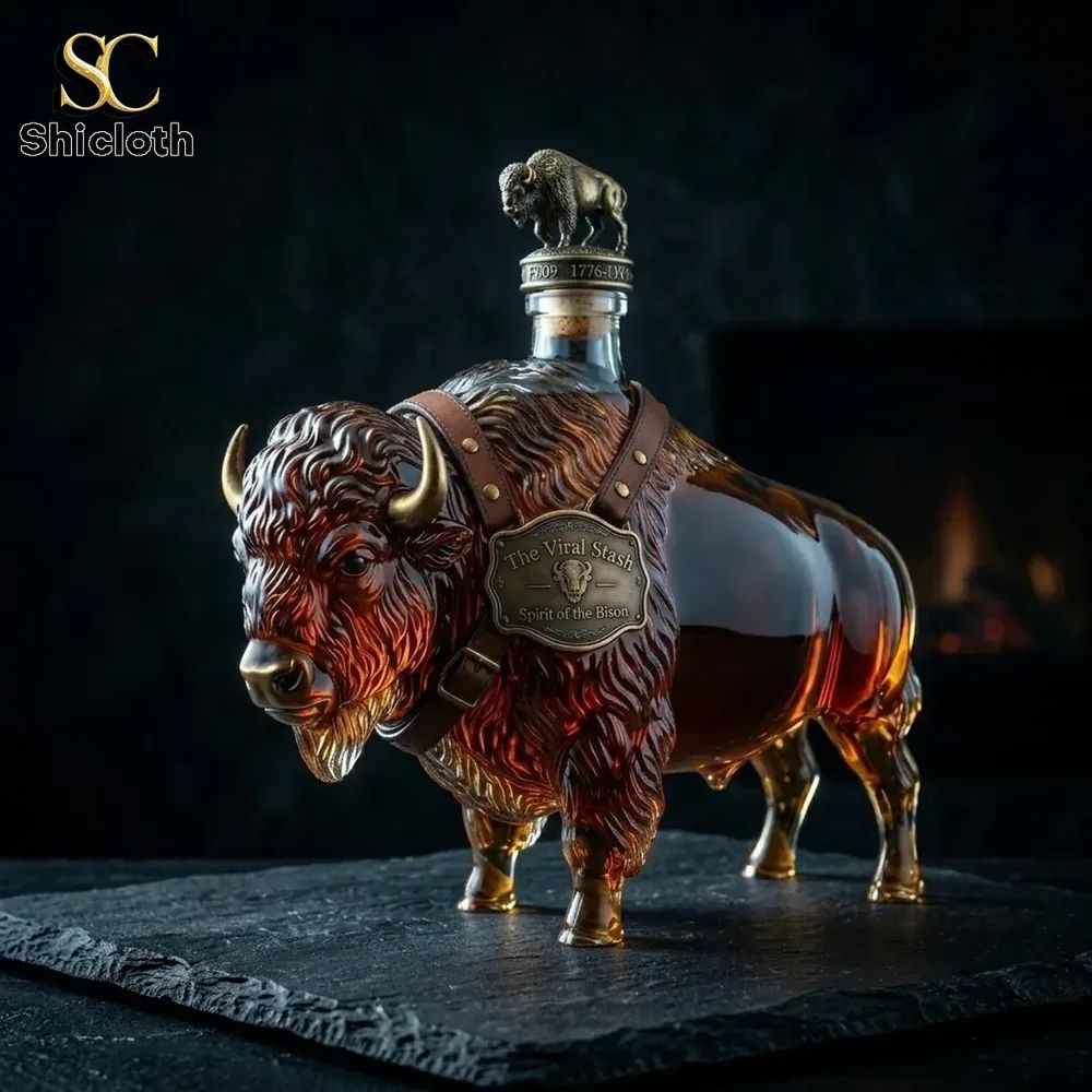 Bison Spirit Buffalo The Viral Stash Premium Sculpted Bourbon Bottle