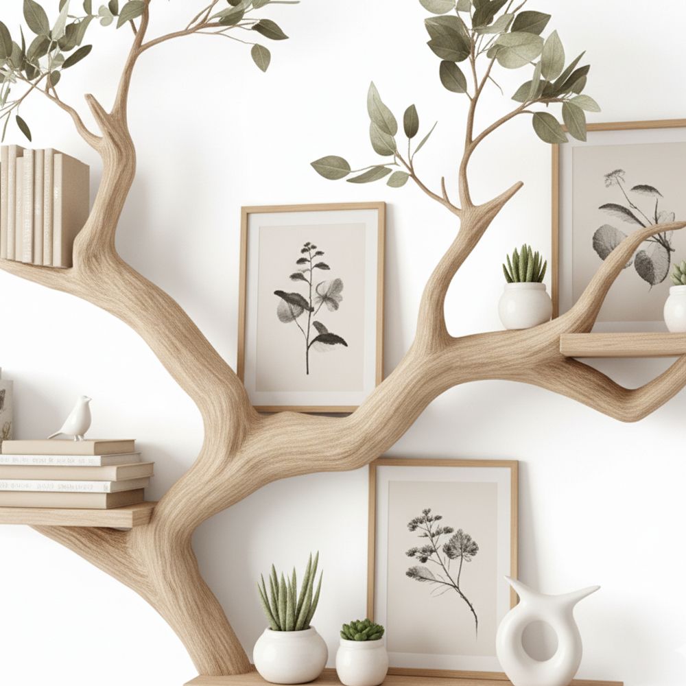 Wooden Bookcase Tree Bookshelf – Book Shelf Handmade Furniture