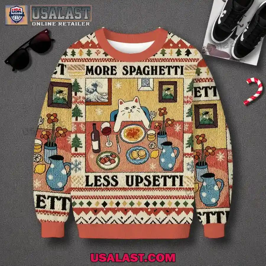 More Spaghetti Less Upsetti Christmas Ugly Sweater