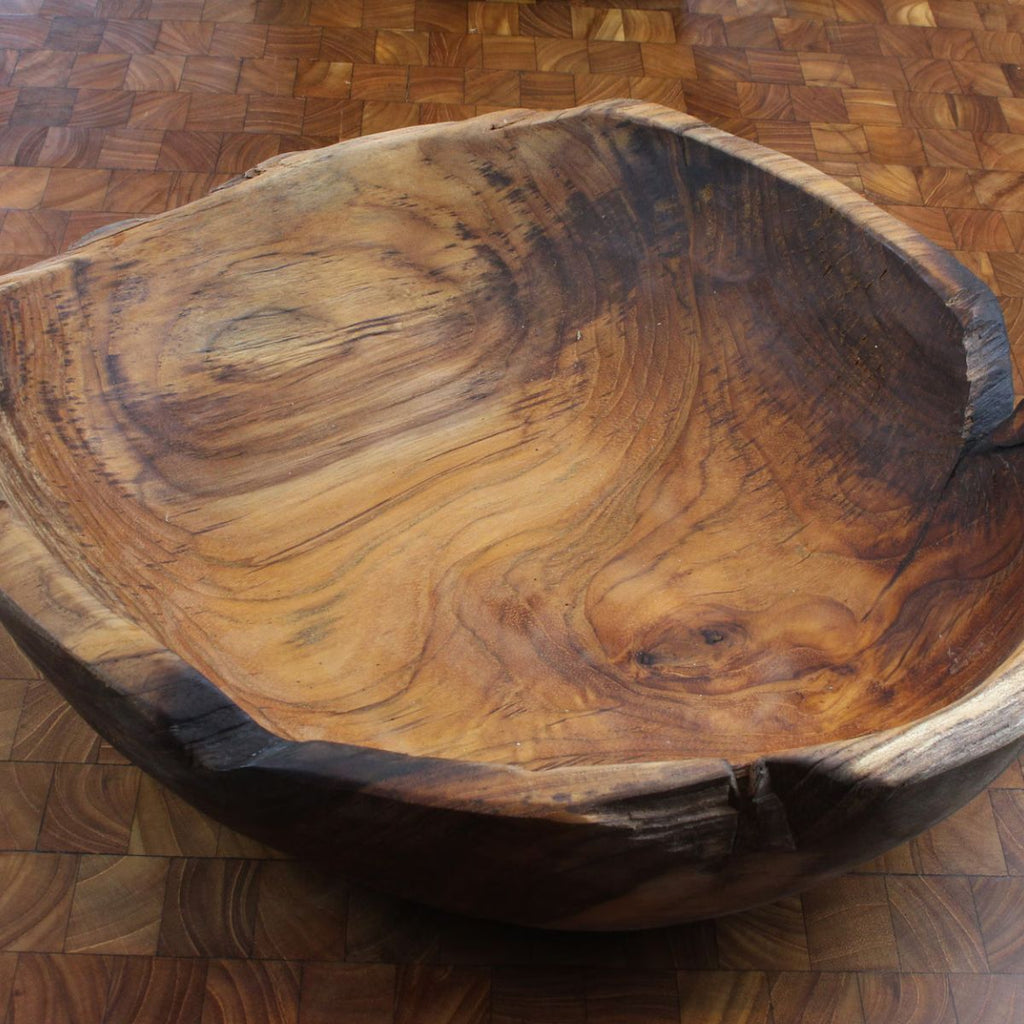 Live Edge Hand-Carved Teak Root Serving Bowl