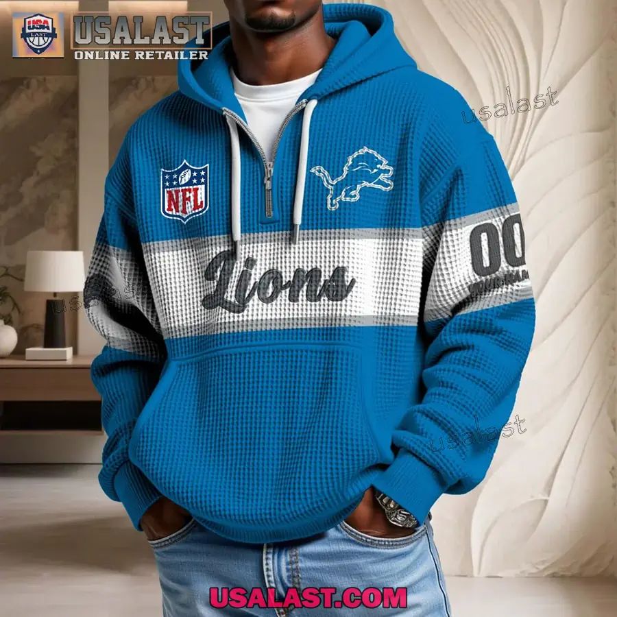 Detroit Lions Waffle Half Zip Hoodie