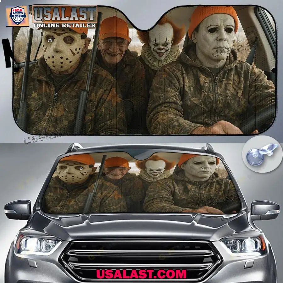 Hunting Horror Movie Characters Car Sunshade, Car Windshield Cover