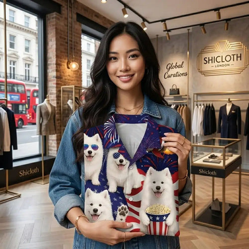 4th Of July Cute Samoyed Hawaiian Shirt