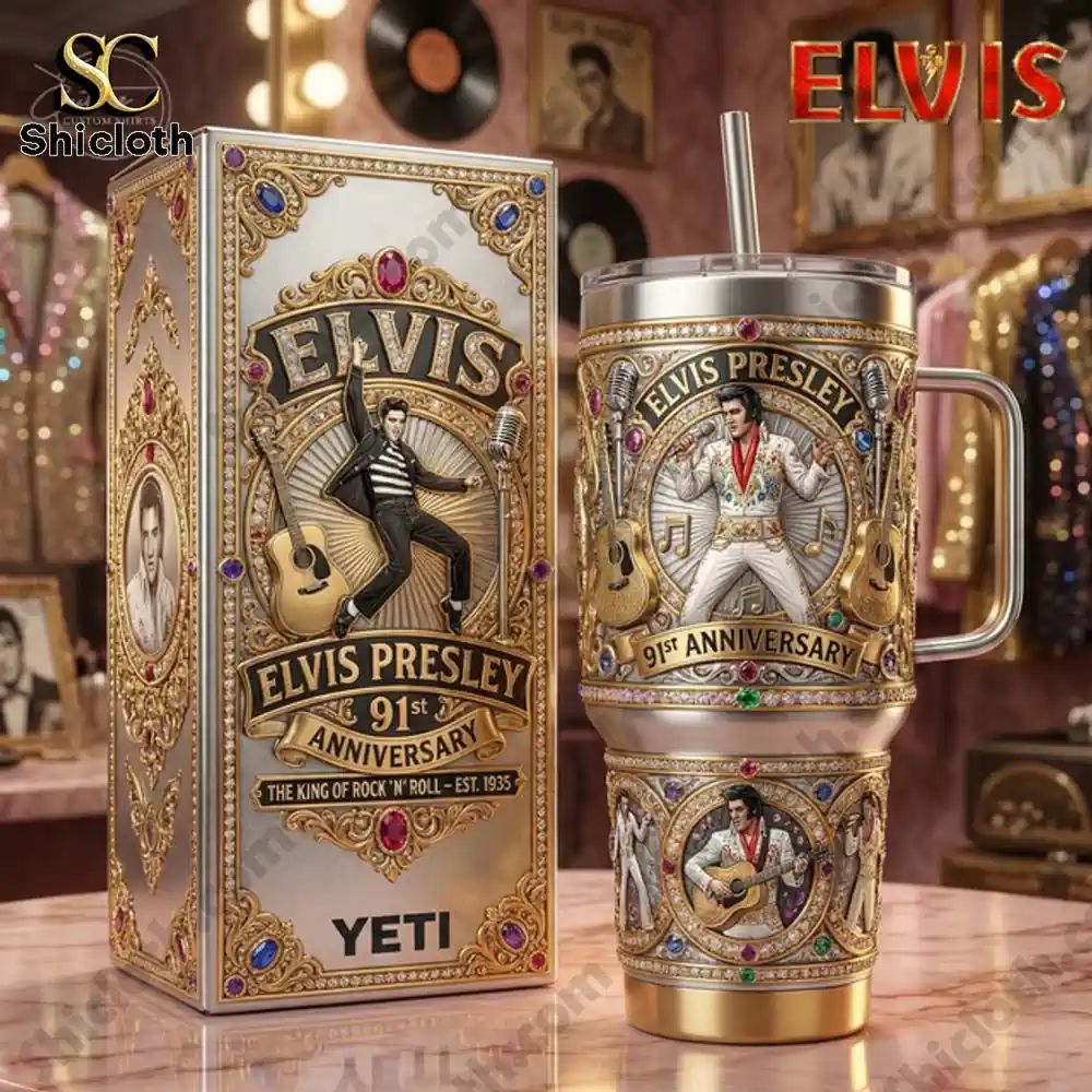 Elvis Presley 91st Anniversary EST.1935 40oz Tumbler