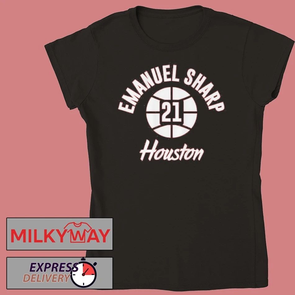 Houston Basketball Emanuel Sharp Name Number Ball T-shirt