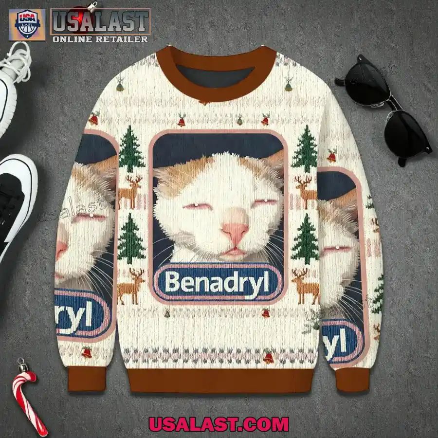Benadryl Cat Meme Christmas Jumper