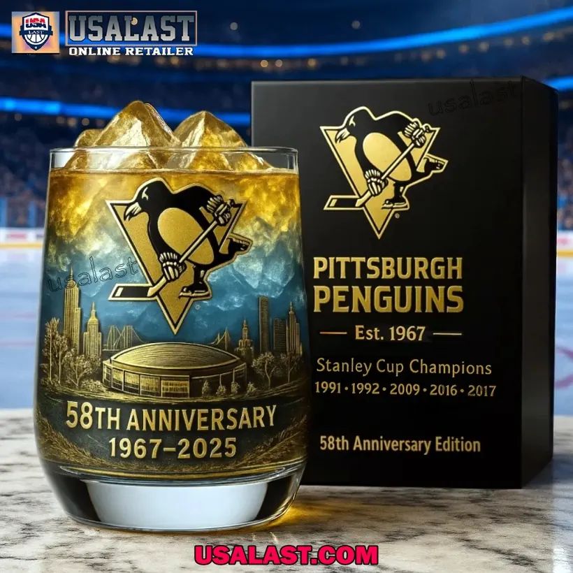 Pittsburgh Penguins 58th Anniversary Whiskey Glass