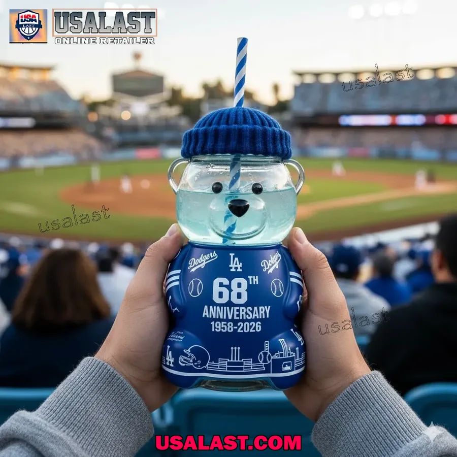 Los Angeles Dodgers 68th Anniversary Collectible Bear Glass Cup