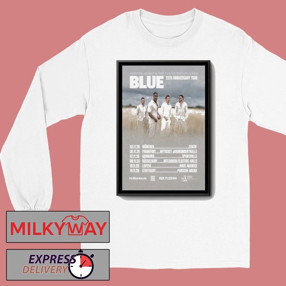 Blue 25th Anniversary New Tour 2025 Poster shirt