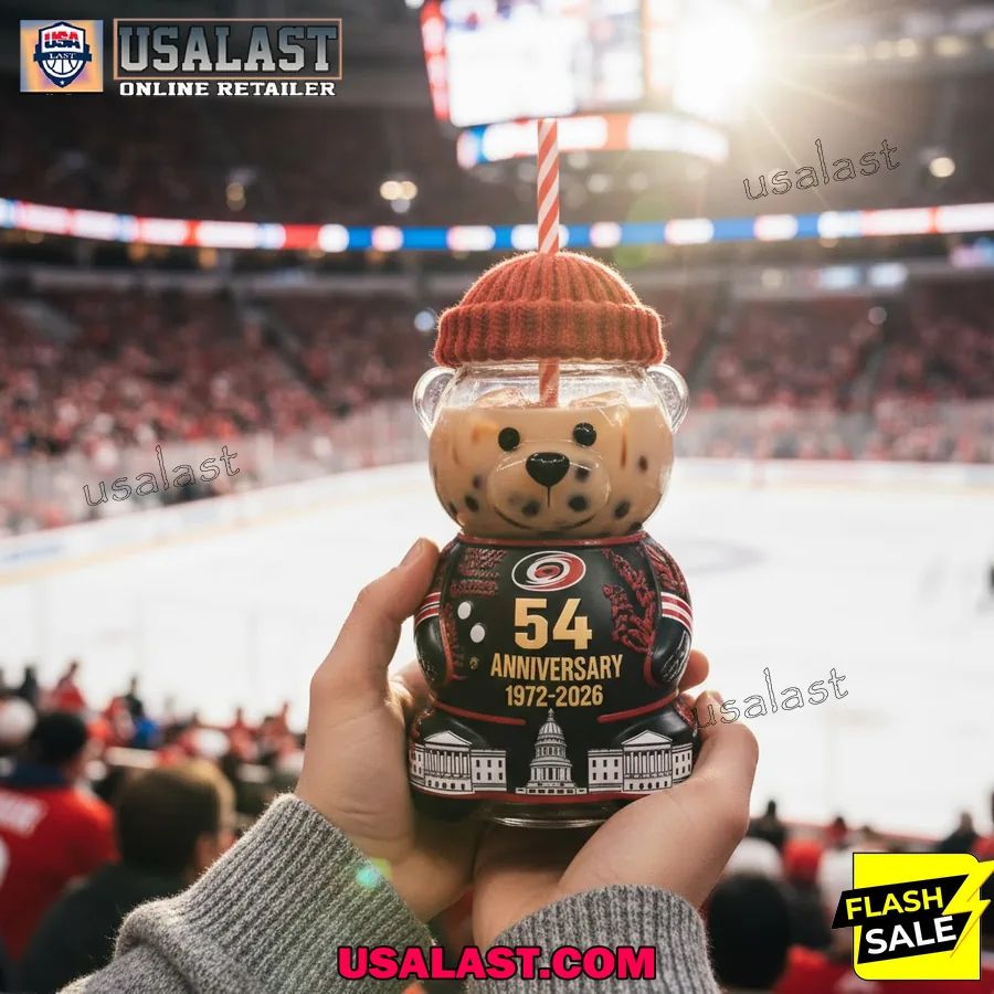 Carolina Hurricanes 54th Anniversary 1972-2026 Bear Glass Bottle