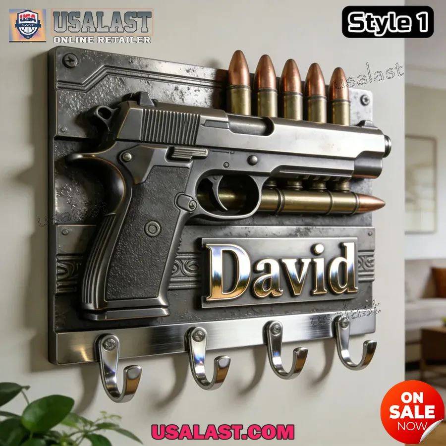 Personalized Pistol Bullet Themed Wall Hooks
