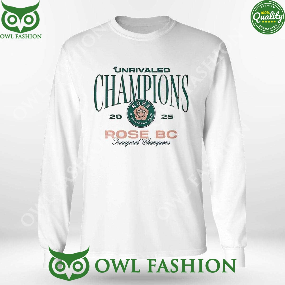 Unrivaled Champions 2025 Rose Bc Inaugural Champions White t Shirt