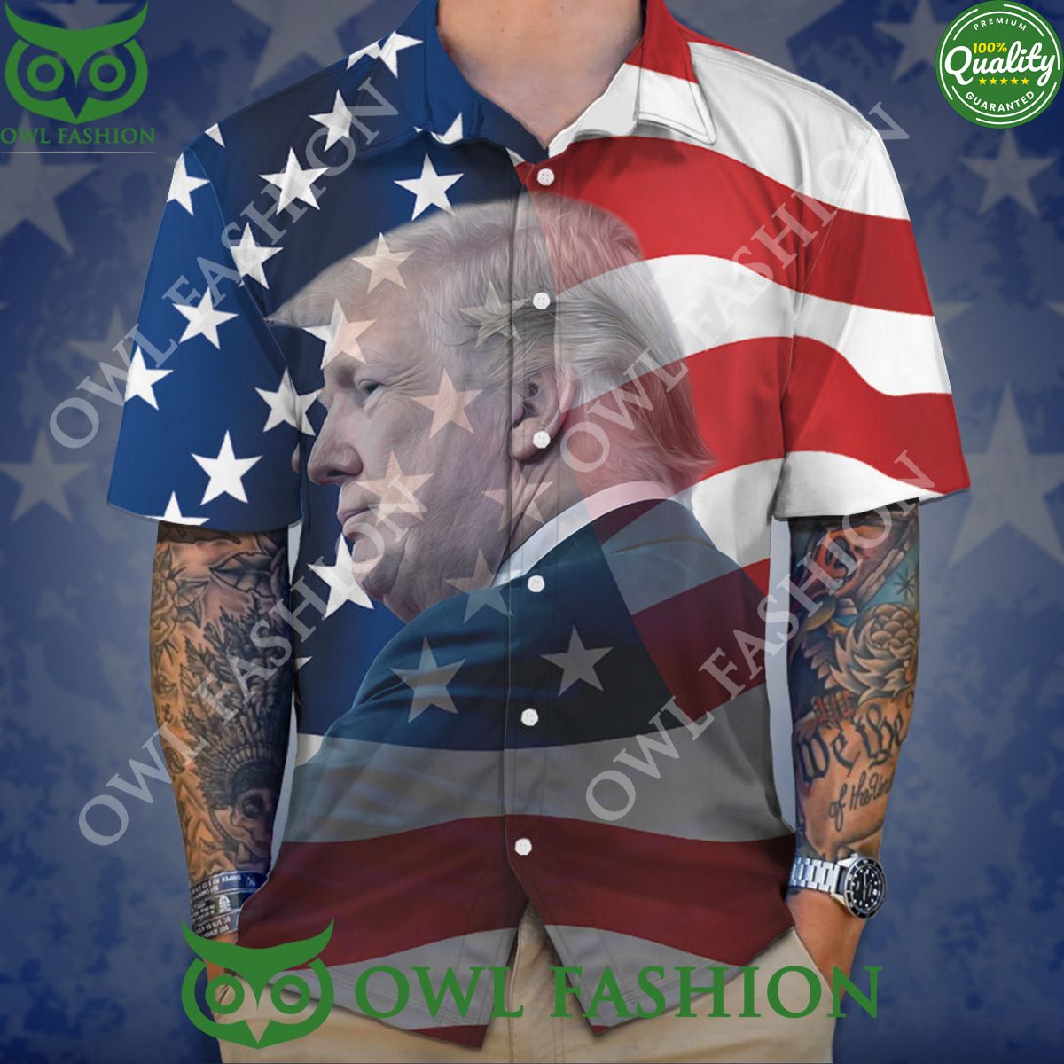 US Flag With Trump America Hawaiian Shirt Aloha