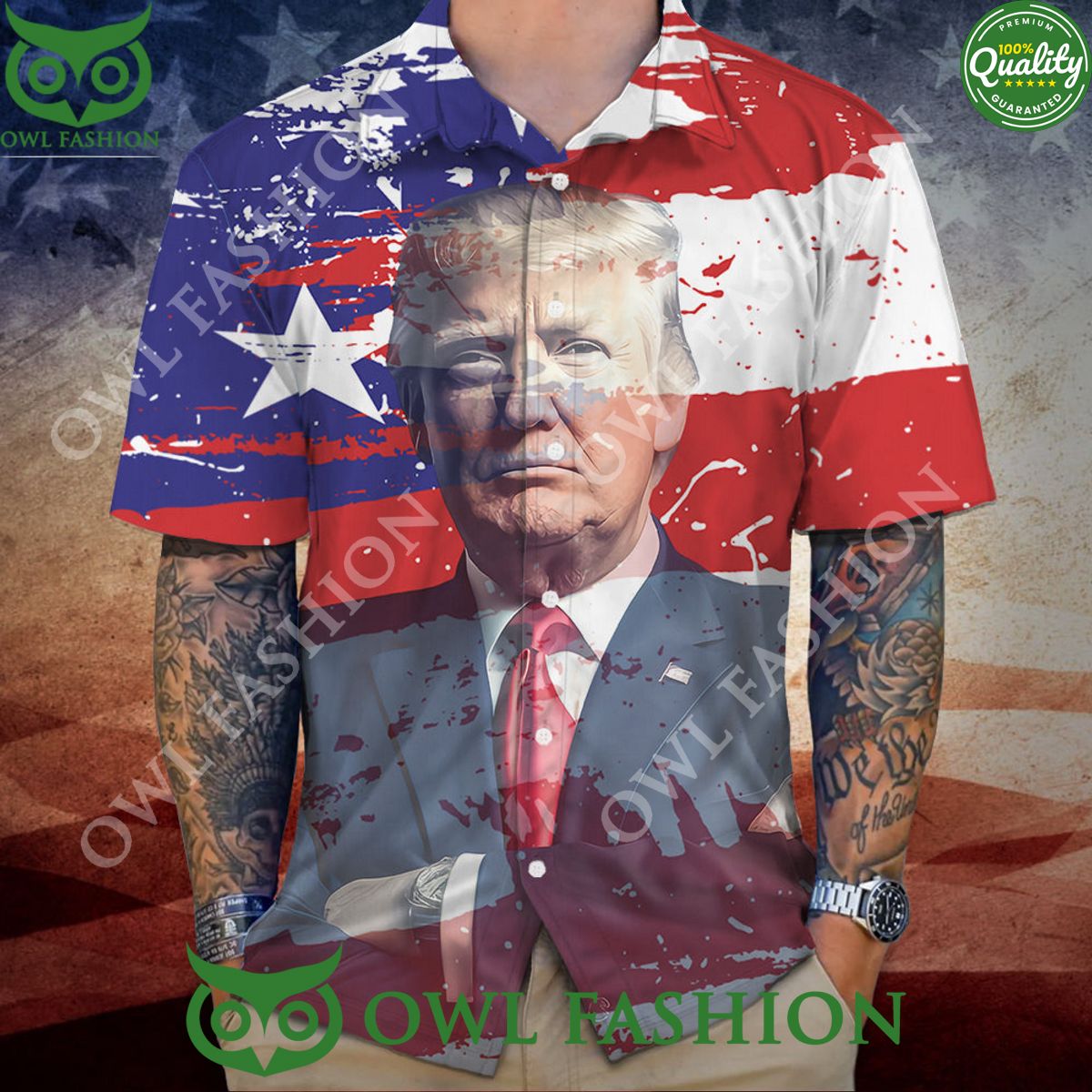 US Flag With Trump America Hawaiian Shirt Aloha