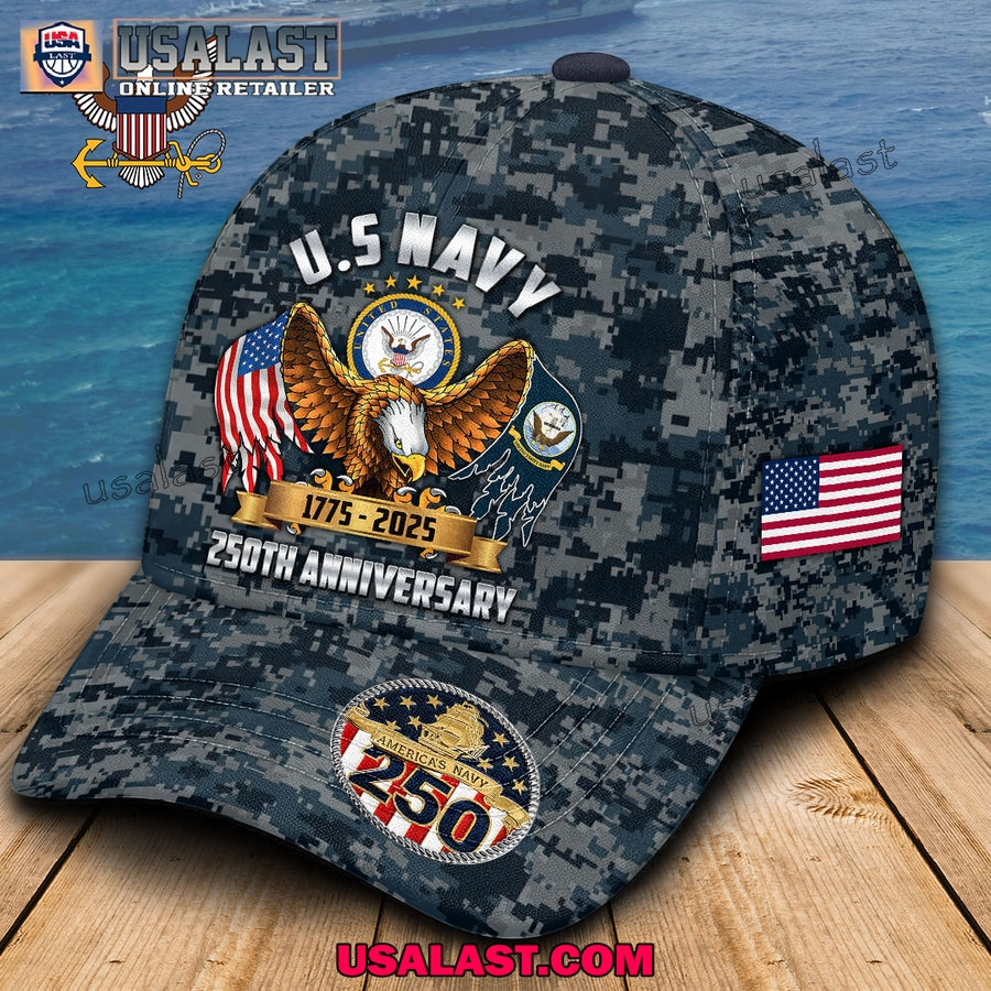 US Navy 250th Anniversary Blue Camo Classic Cap