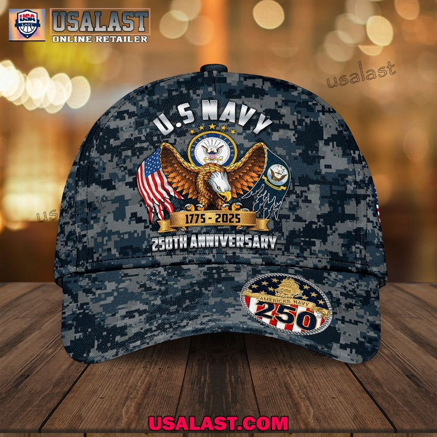 US Navy 250th Anniversary Blue Camo Classic Cap