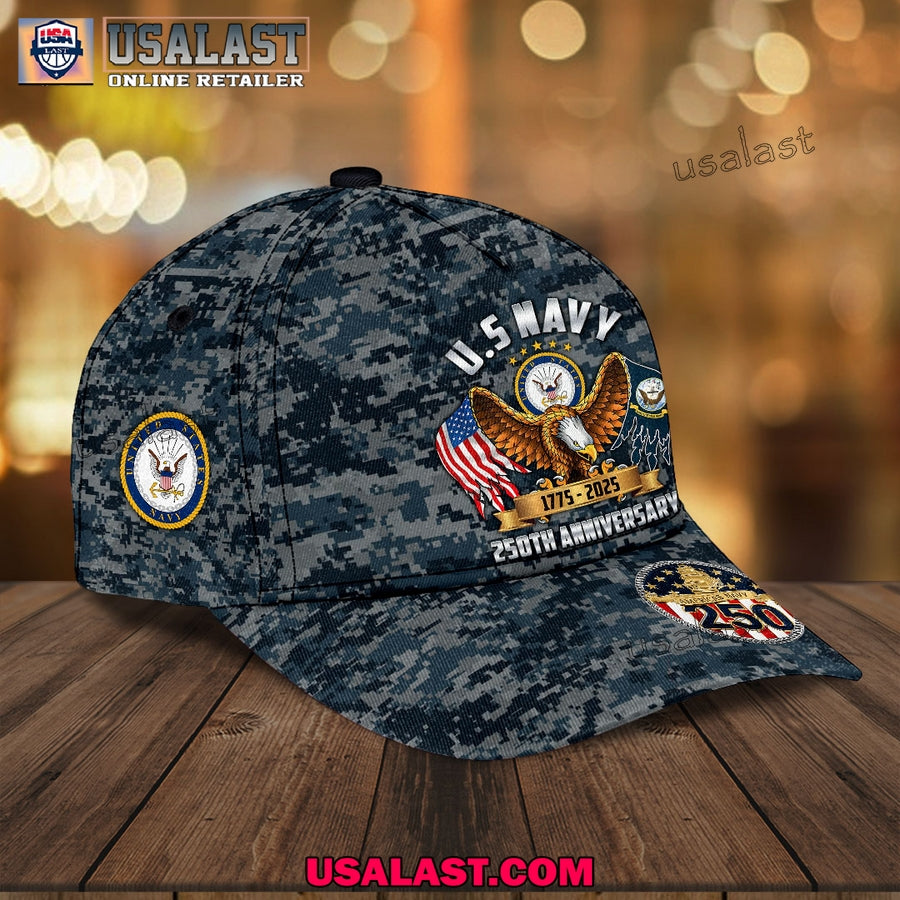 US Navy 250th Anniversary Blue Camo Classic Cap