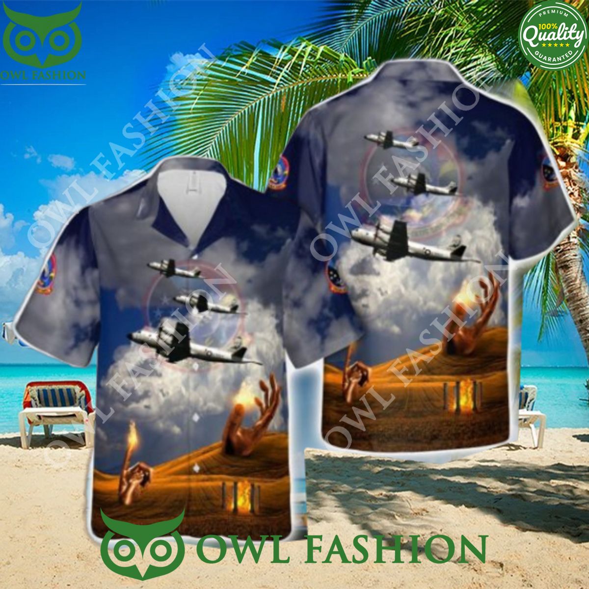 US Navy VP6 Blue Sharks 3D Hawaiian Shirt Button Beach Shirt