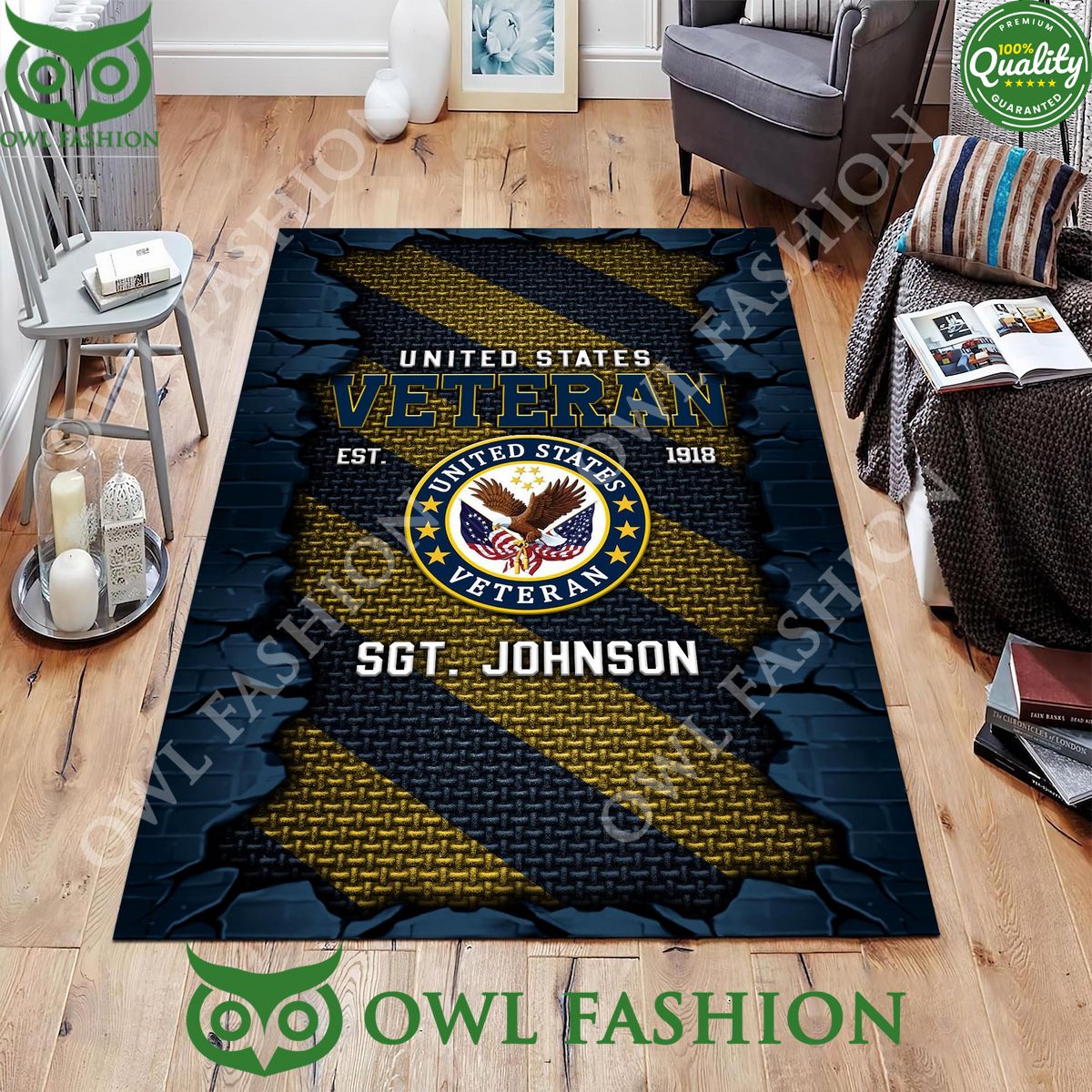 US Veteran Military Veteran Rugs for Living Room Custom Your Name