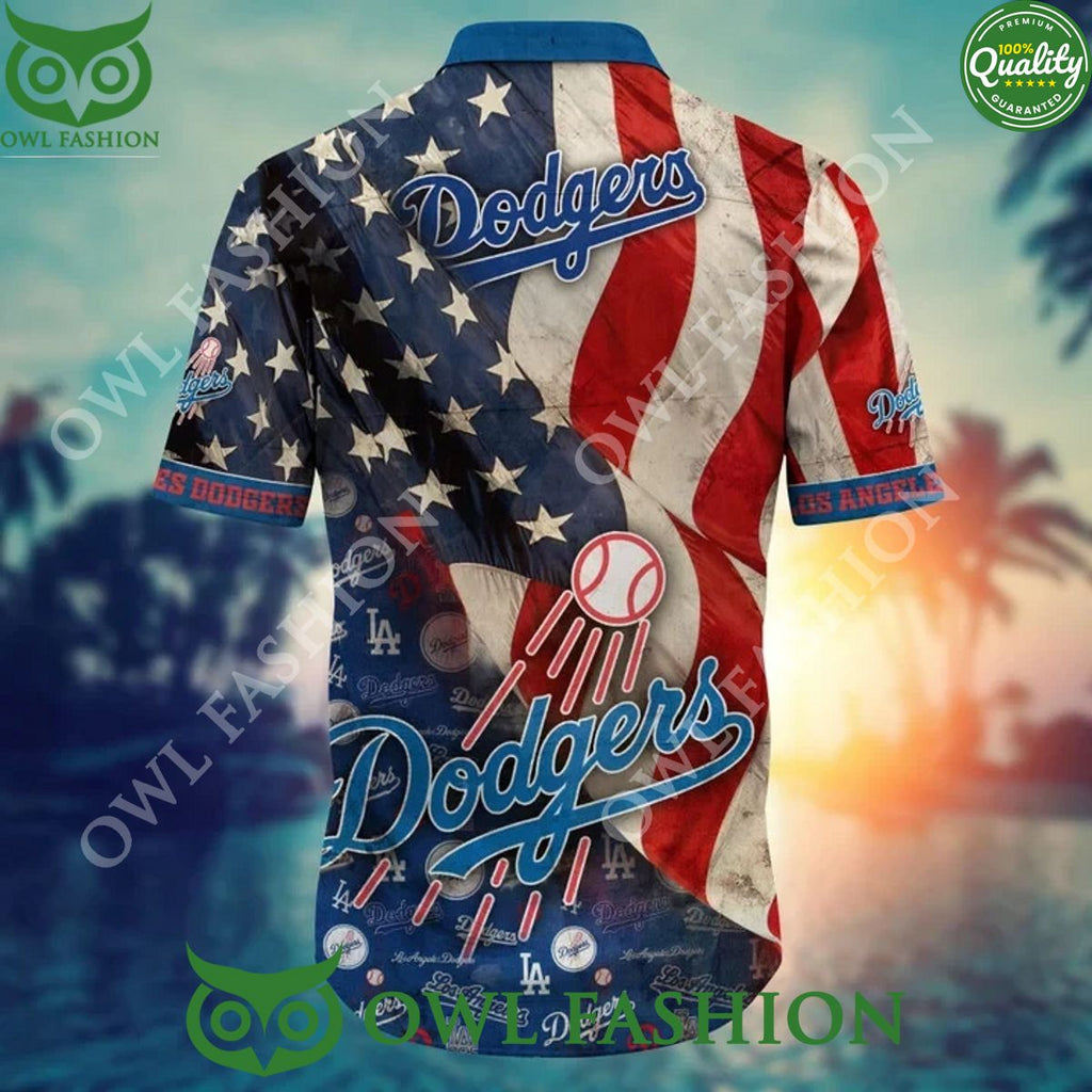 USA Flag In Summer Los Angeles Dodgers MLB Hawaii Shirt Independence Day