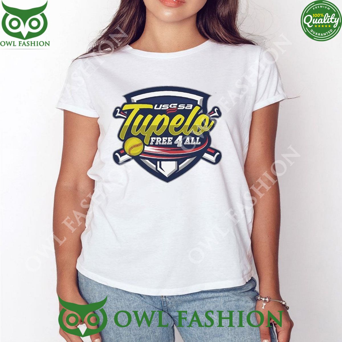 USSSA Mississippi Fast Pitch Tupelo Free 4 All 2024 Logo t Shirt