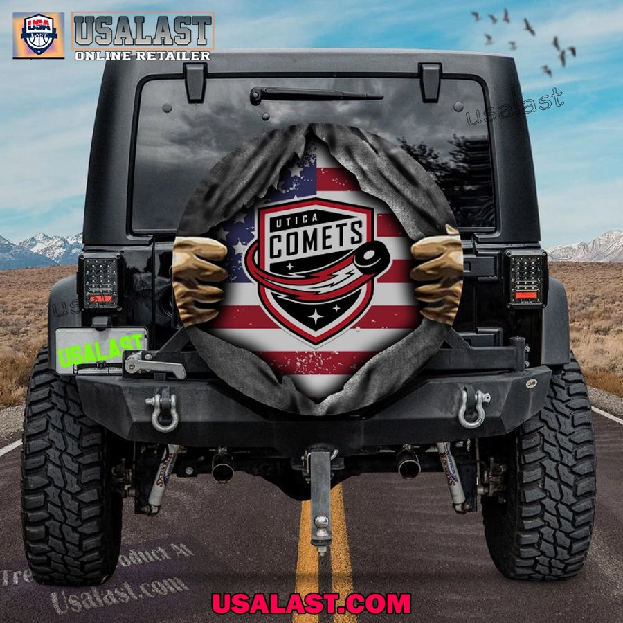Utica Comets AHL American Flag Spare Tire Cover