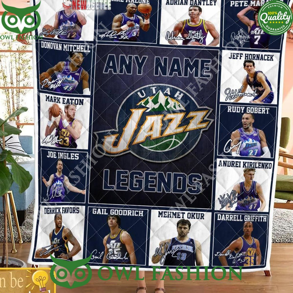 Utah Jazz Legends 2024 Team Personalized Quilt Fleece Blanket