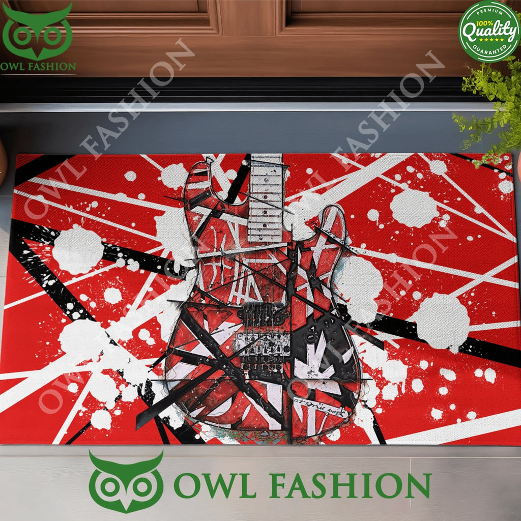 Van Halen Guitar Color Splash Red Doormat