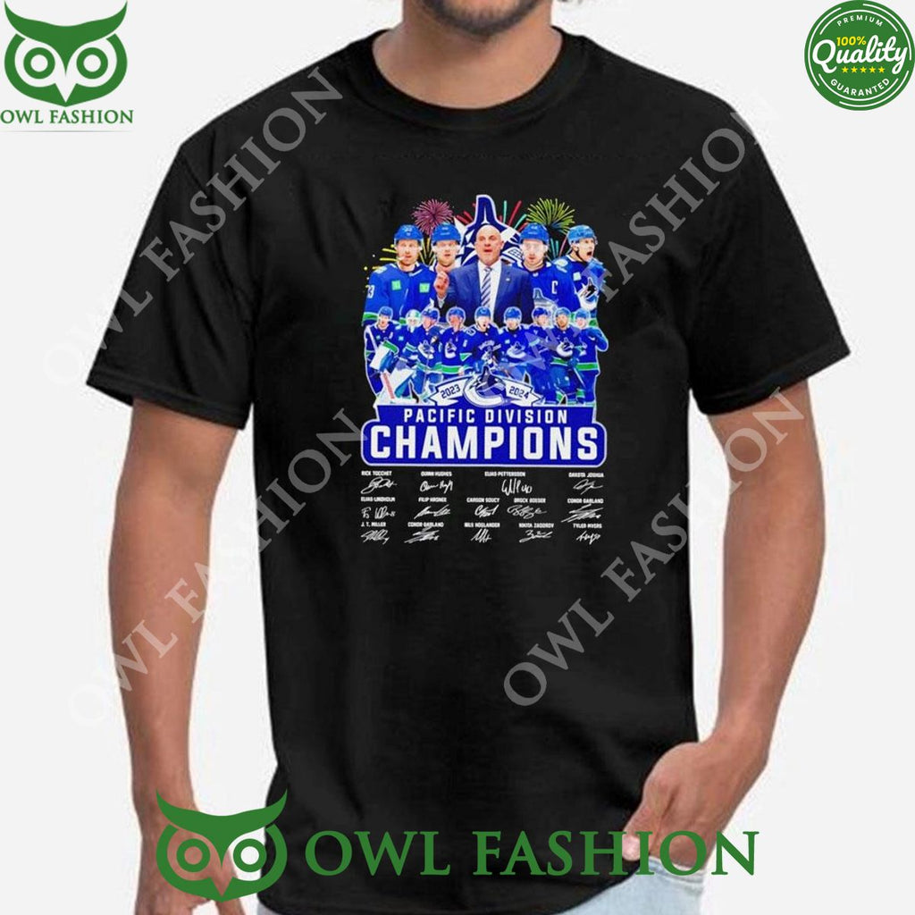 Vancouver Canucks Hockey Pacific Division Champions 2024 Signatures Shirt Hoodie