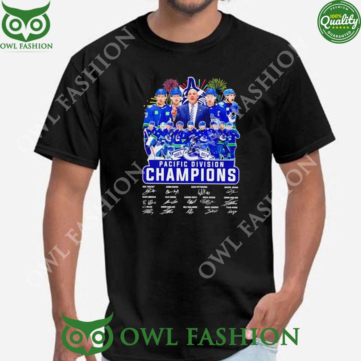 Vancouver Canucks Hockey Pacific Division Champions 2024 Signatures Shirt Hoodie