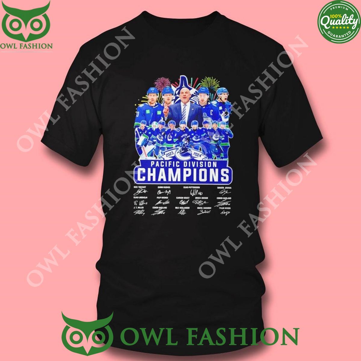 Vancouver Canucks Hockey Pacific Division Champions 2024 Signatures Shirt Hoodie