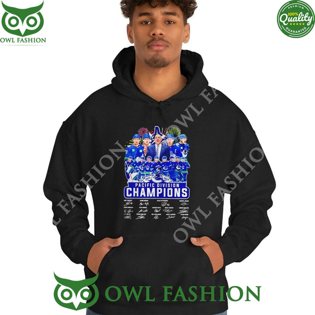 Vancouver Canucks Hockey Pacific Division Champions 2024 Signatures Shirt Hoodie