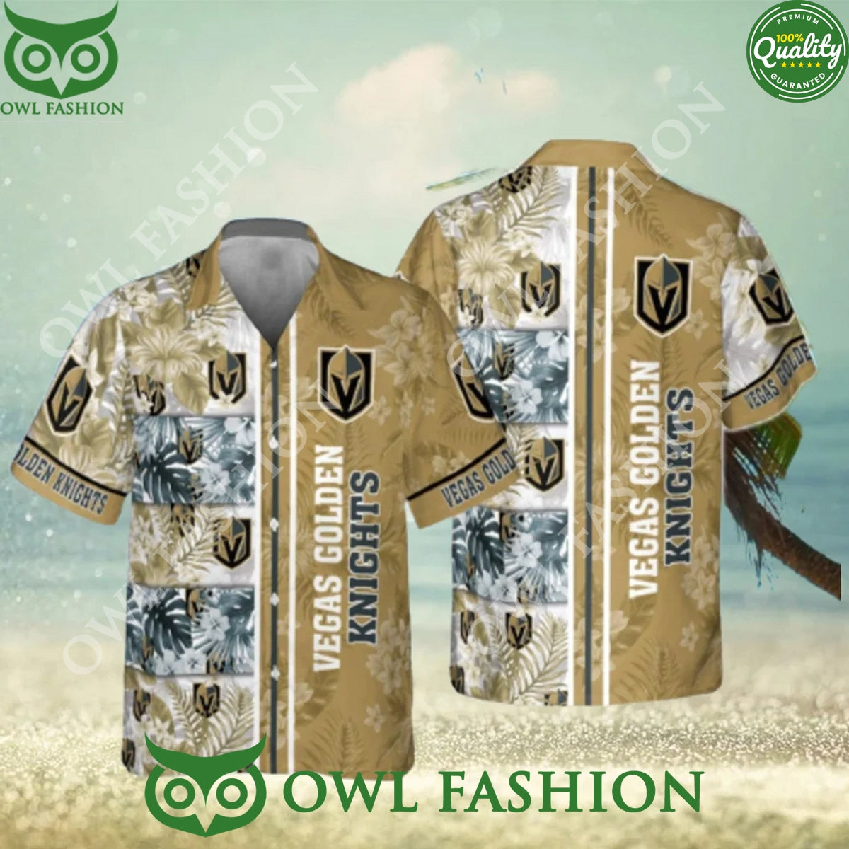 Vegas Golden Knights Ice Hockey Floral Hawaiian shirt