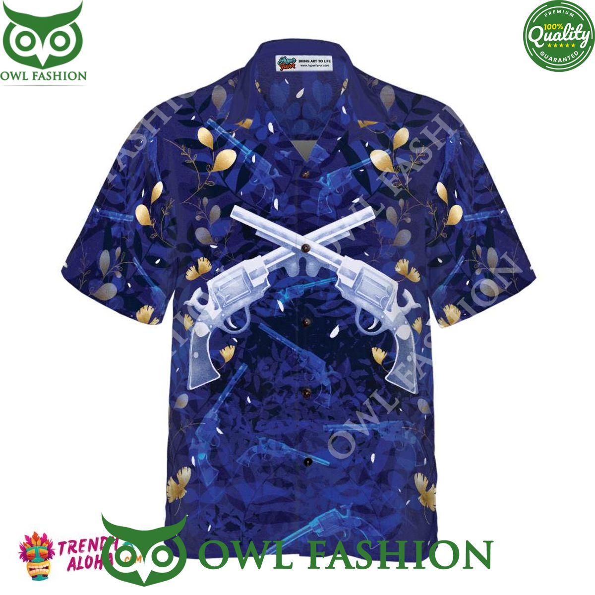 Vintage Gun Blue Trending Summer Hawaiian Shirt