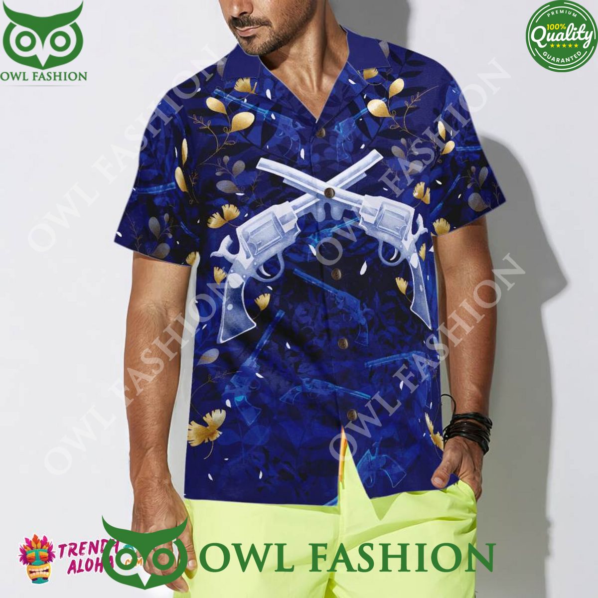 Vintage Gun Blue Trending Summer Hawaiian Shirt