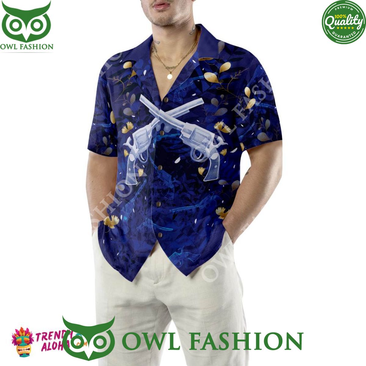 Vintage Gun Blue Trending Summer Hawaiian Shirt