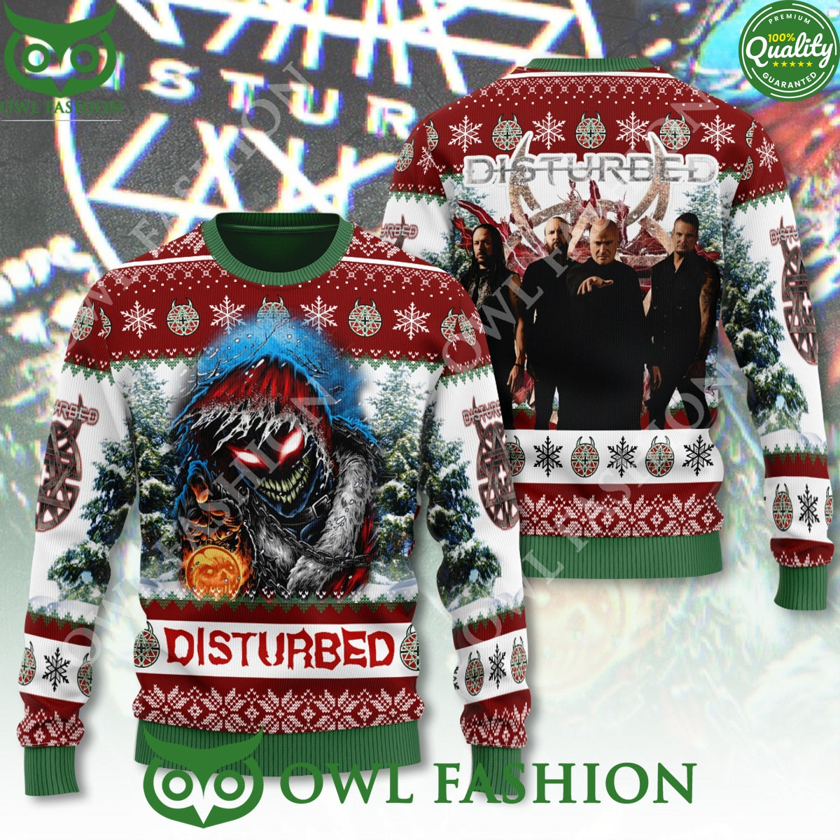 Disturbed 1994 Heavy Metal Christmas 3D Ugly Sweater