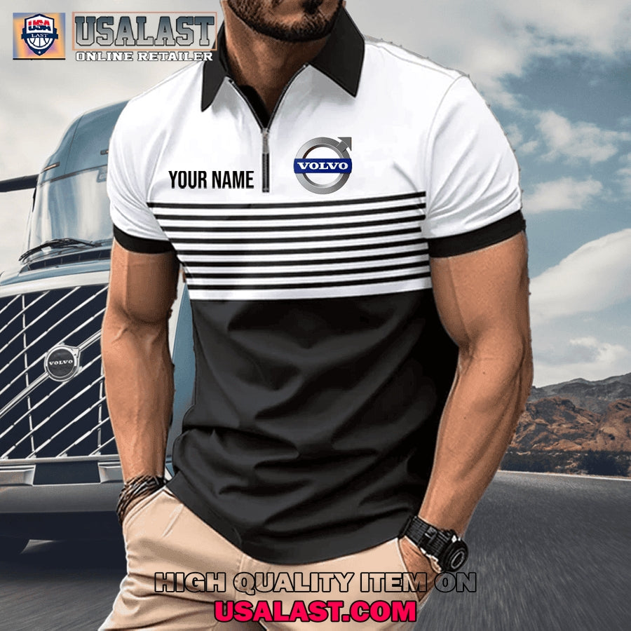 Volvo Custom Name Zipper Men Polo