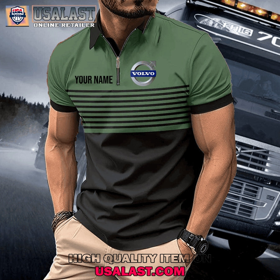 Volvo Custom Name Zipper Men Polo