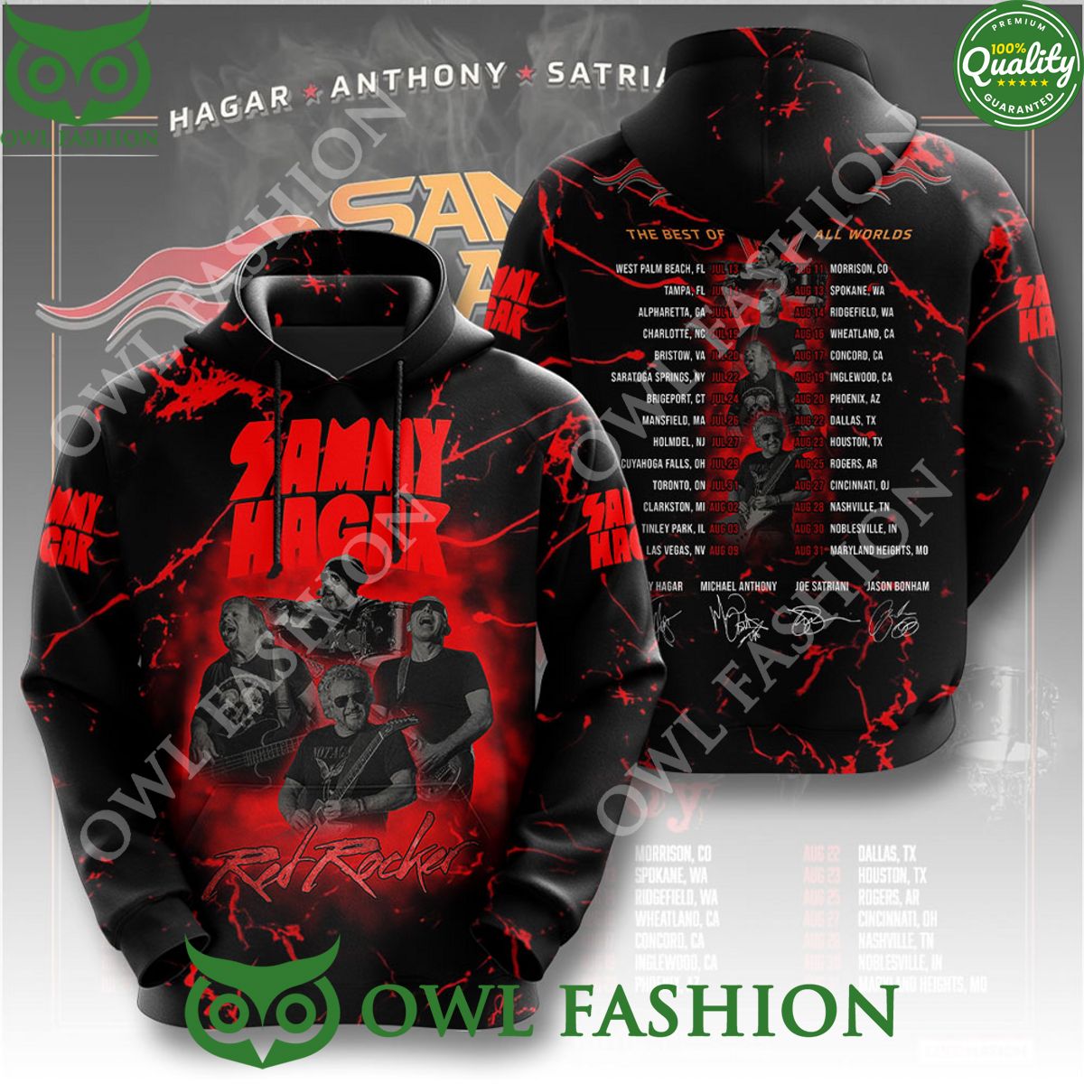 Sammy Hagar 2024 Tour the best of all worlds Red Rocker 3D t shirt